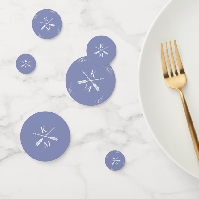 Periwinkle Monogram and Arrows Wedding Confetti (Group)