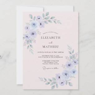 Periwinkle Muted Botanical Wedding Invitation