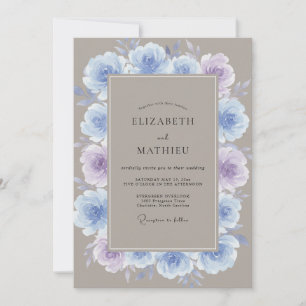 Periwinkle Muted Lilac Petal Wedding Invitation