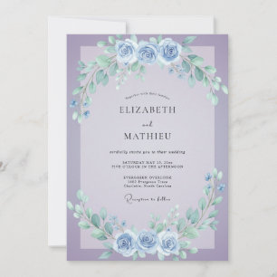 Periwinkle Muted Lilac Vine Wedding Invitation