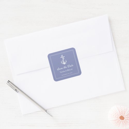 Periwinkle Nautical Anchor Save the Date Stickers