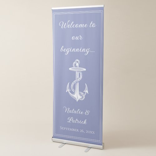 Periwinkle Nautical Anchor Wedding Retractable Banner