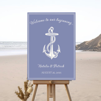 Periwinkle Nautical Anchor Wedding Welcome Sign