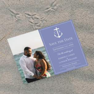 Periwinkle Nautical Monogram Photo Save the Date
