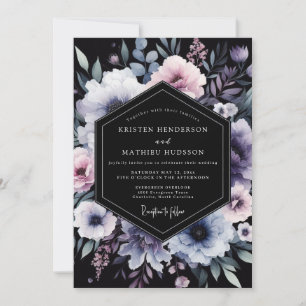 Periwinkle Nocturne Floral Wedding Invitation