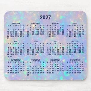 Periwinkle Opal Ombre Year 2027 Calendar Mouse Pad