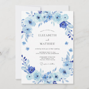 Periwinkle Painted Leafy Wedding Invitation