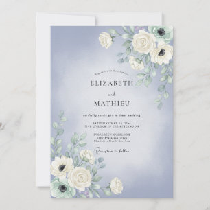 Periwinkle Painted Petal Wedding Invitation