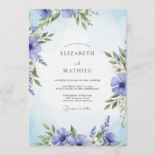 Periwinkle Painterly Floral Wedding Invitation