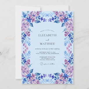 Periwinkle Pale Lilac Petal Wedding Invitation