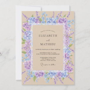 Periwinkle Pale Lilac Wisteria Wedding Invitation
