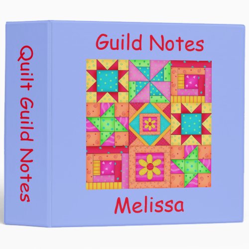 Periwinkle Patchwork Name Personalized Quilt Album Binder