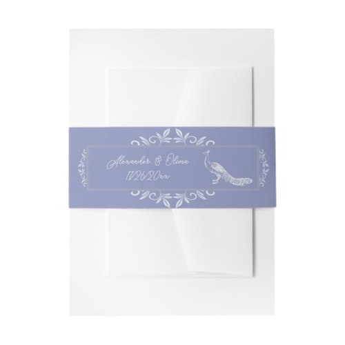Periwinkle Peacock Flourish Invitation Belly Band