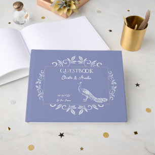 Periwinkle Peacock Flourish Wedding Guest Book
