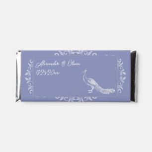 Periwinkle Peacock Flourish Wedding Hershey Bar Favors