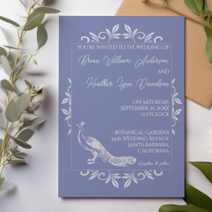 Periwinkle Peacock Flourish Wedding Invitation
