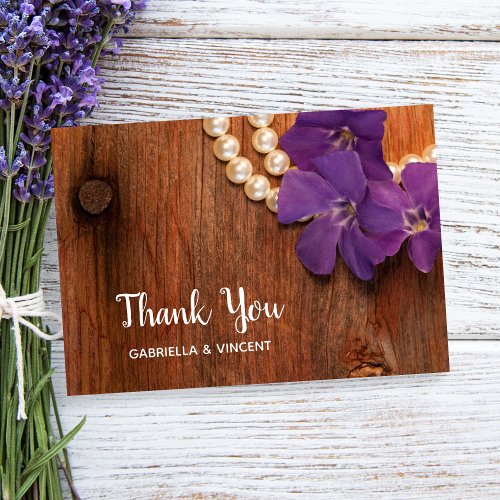Periwinkle Pearls Barn Wood Wedding Thank You Note Invitation