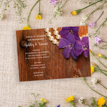 Periwinkle Pearls Country Engagement Barn Party Invitation by loraseverson at Zazzle