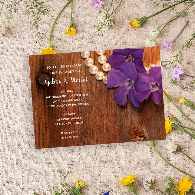 Periwinkle Pearls Country Engagement Barn Party Invitation (Creator Uploaded)