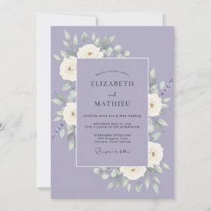 Periwinkle Peony Wreath Wedding Invitation
