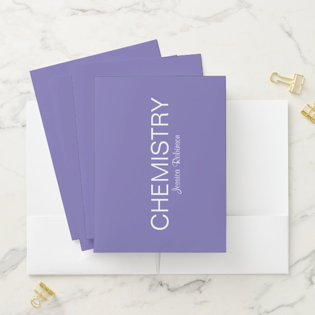periwinkle Personalized School Subject Chemistry Pocket Folder (In Situ)