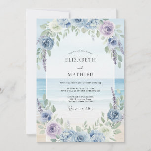 Periwinkle Petal Coastal Wedding Invitation