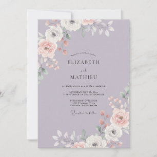 Periwinkle Petal Pink Petal Wedding Invitation