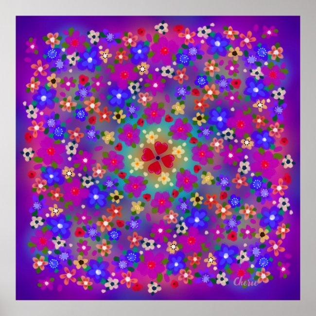 Periwinkle, Pink and Blue Boho Flowers
