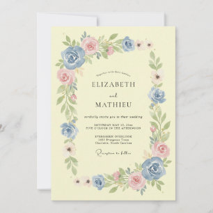 Periwinkle Pink Blossom Flourish Wedding Invitation
