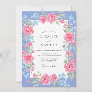 Periwinkle Pink Peony Wedding Invitation