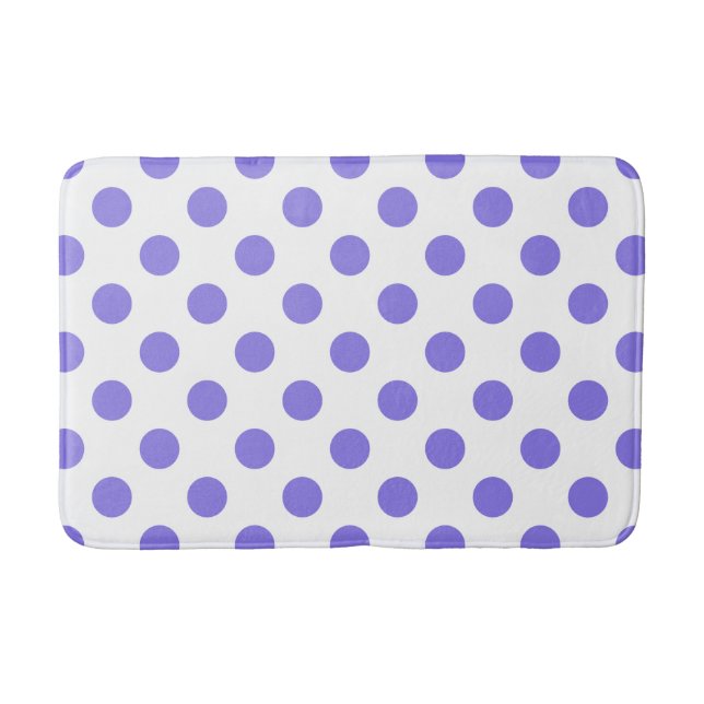 Periwinkle polka dots bathroom mat (Front)