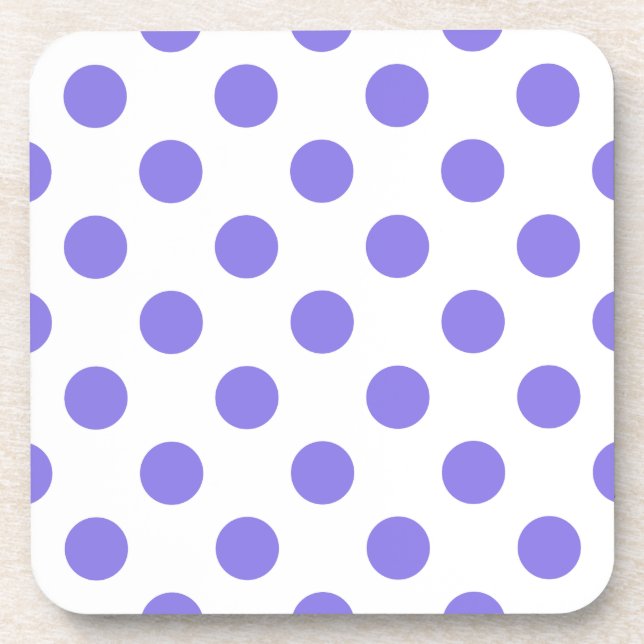 Periwinkle polka dots drink coaster (Front)