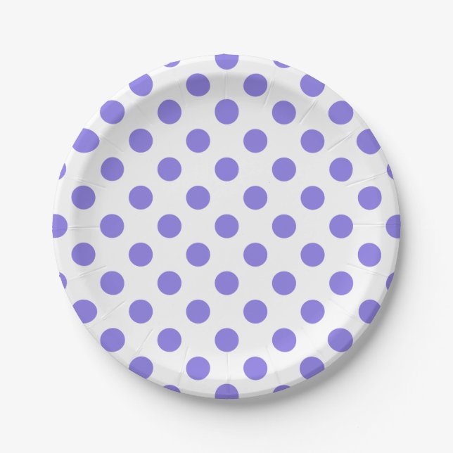 Periwinkle polka dots paper plates (Front)