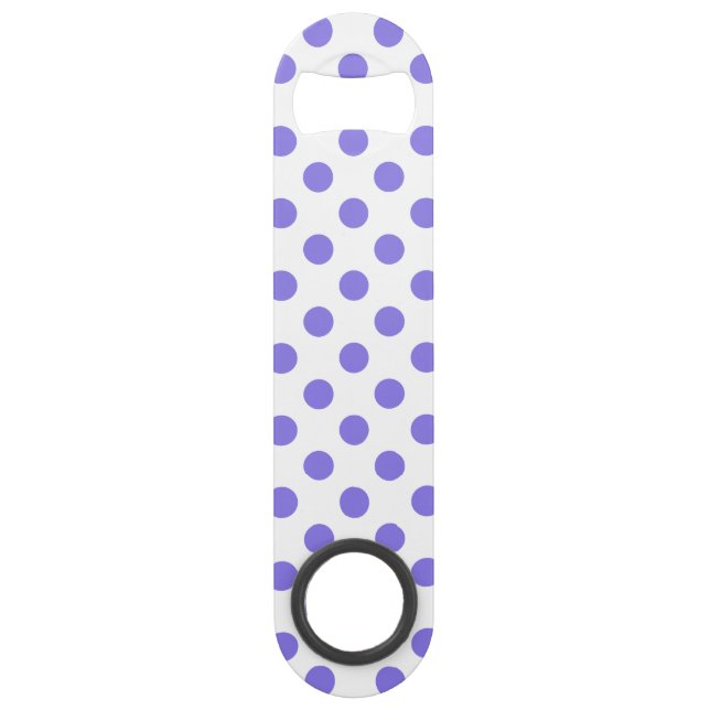 Periwinkle polka dots speed bottle opener (Front)