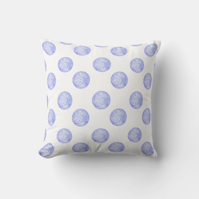 'Periwinkle Polka Dots' Throw Pillow (Front)