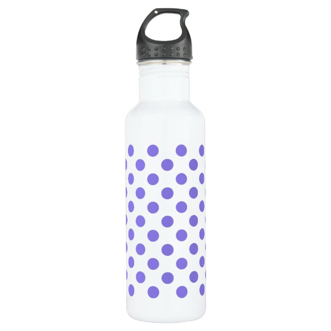 Periwinkle polka dots water bottle (Front)