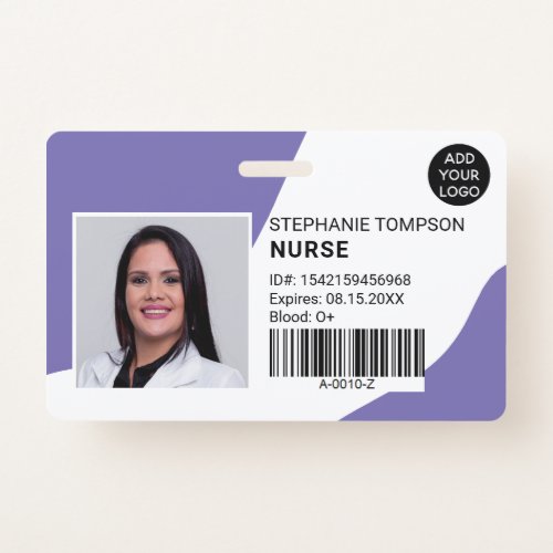 Periwinkle professional nurse photo logo code badge