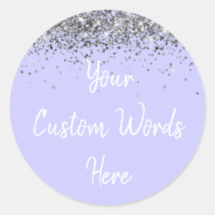 Periwinkle Purple and Silver Birthday Party Favor Classic Round Sticker