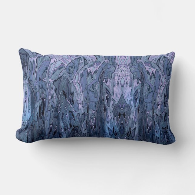 Periwinkle Purple Blue Abstract Art Lumbar Pillow (Front)