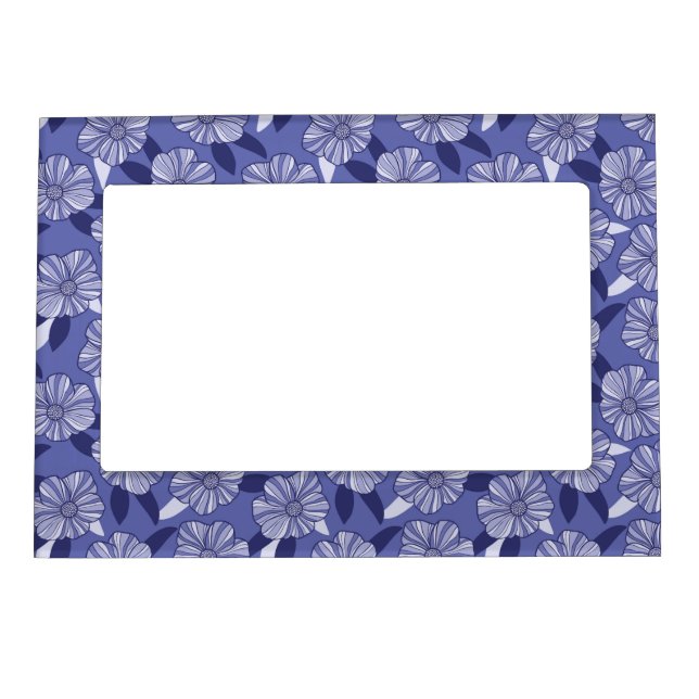Periwinkle Purple Floral Pattern Magnetic Frame (Front)