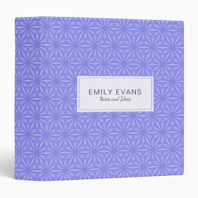 Periwinkle Purple Geometric Flower Pattern 3 Ring Binder (Front/Spine)