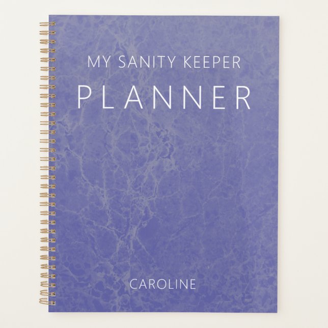Periwinkle Purple Modern Marble Planner (Front)