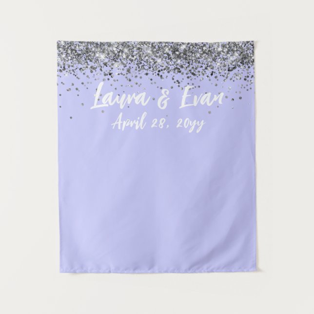 Periwinkle Purple Silver Wedding Photo Booth Prop Tapestry (Front)