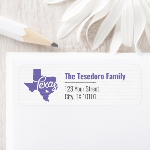 Periwinkle Purple Texas Heart Label