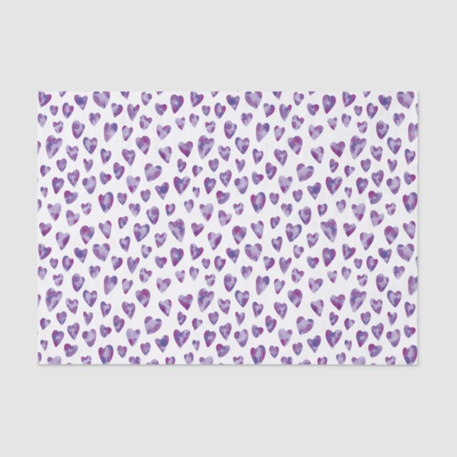 Periwinkle Purple Valentine Love Heart pattern Tissue Paper (Front)