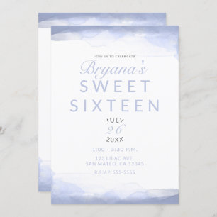 Periwinkle Purple Watercolor Modern Chic Sweet 16 Invitation