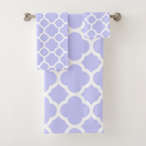 Periwinkle Quatrefoil Pattern Bath Towel Set