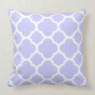 Periwinkle Quatrefoil Pattern Throw Pillow