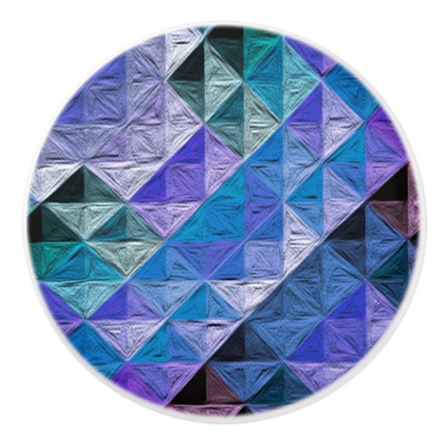 Periwinkle Quilty Ceramic Knob (Front)