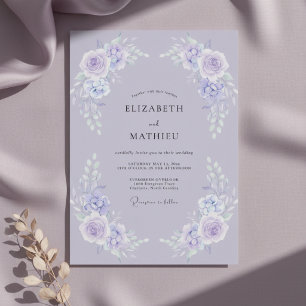 Periwinkle Ranunculus Eucalyptus Wedding Invitation